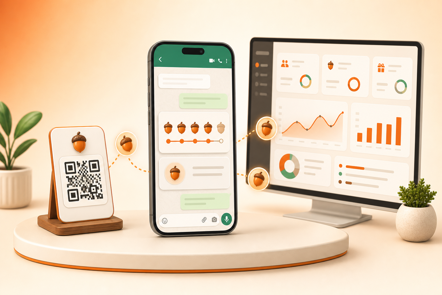 QR kod, WhatsApp fındık kumbarası ve işletme panelinden oluşan Fındık sadakat sistemi